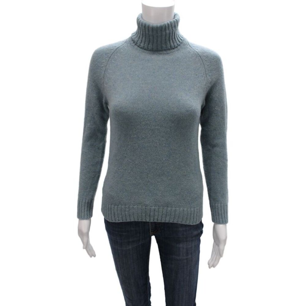 Base Unisex Pullover Sweaters Blue Turtleneck Long Sleeve Size 0